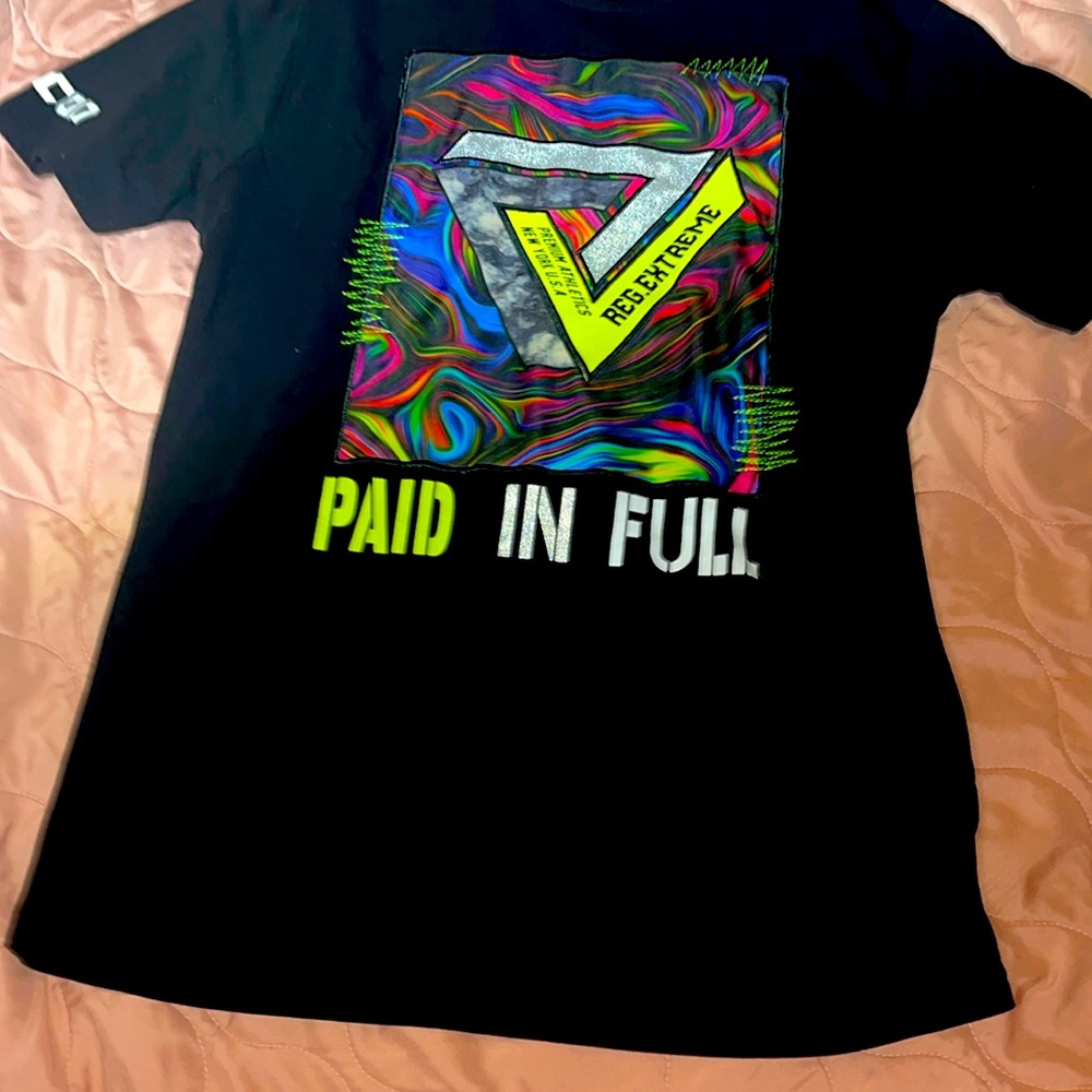 Black shirt with colorful
